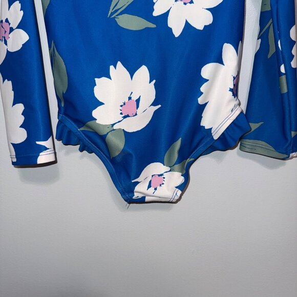 Carters 4T/4A Floral Long Sleeve Swimsuit With Ruffle Trim - Picture 7 of 7